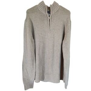 Gap Quarter Zip Sweater Pullover Classic Fit Cotton Blend Tan Mens‎ Size XXL